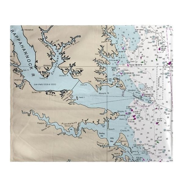 Betsy Drake Betsy Drake BK12280HF 50 x 60 in. Chesapeake Bay; VA Nautical Map Fleece Throw BK12280HF